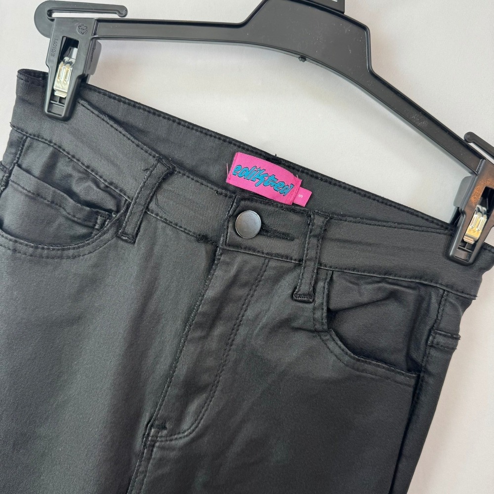 Edikted Black Coated Flare Pants High Waisted Bell Bottoms Size S